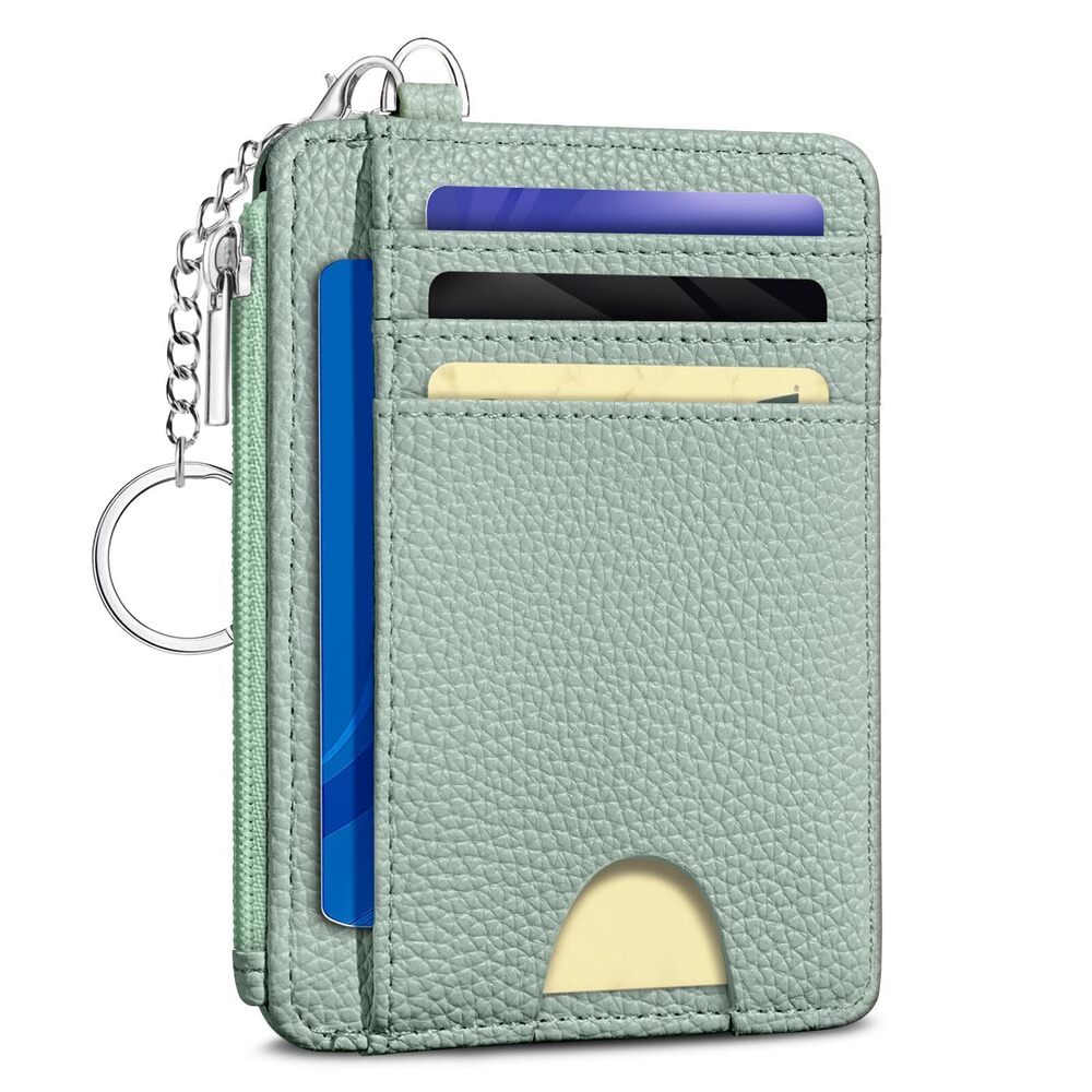9451 Green Credit Card Holder Small Wallet , Minimalist Slim RFID Blocking